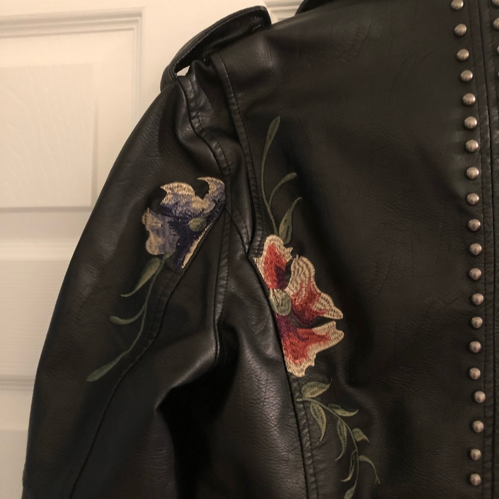 Blank NYC Moto jacket with floral embroidery